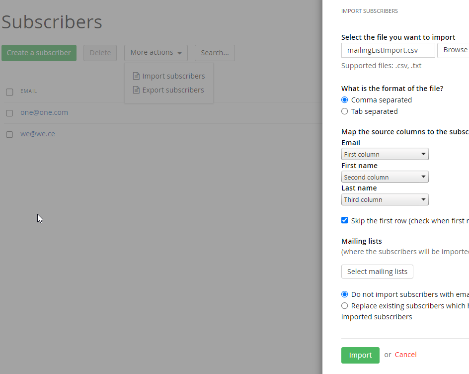 How is the file with imported subscribers processed - Progress Community