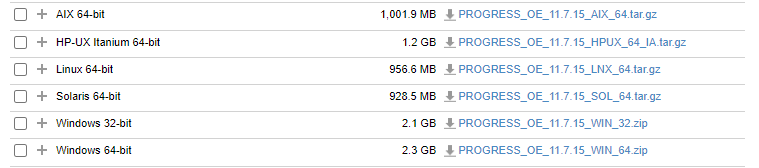 The OpenEdge 11.7.15 installer download is half the size of the 11.7.9 ...