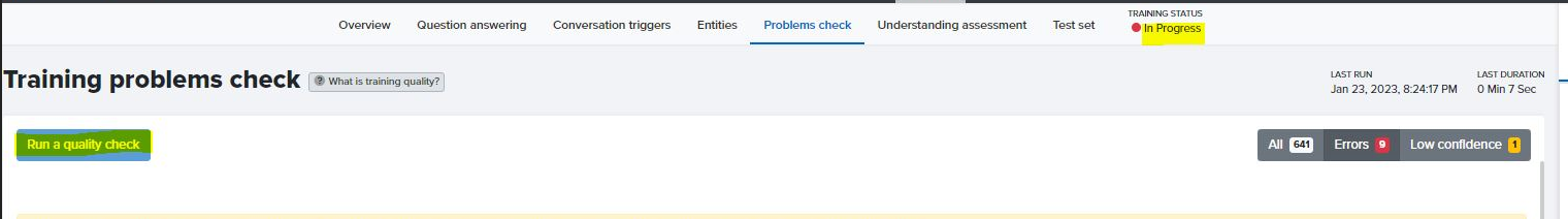 Chatbot Training Status stuck in 