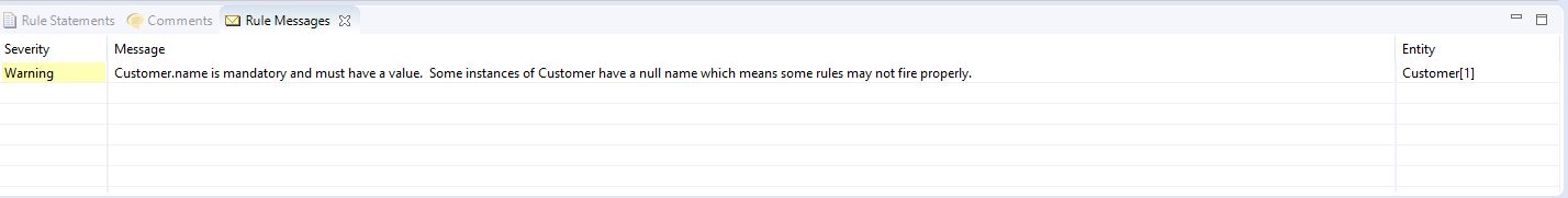 Warning in Ruletest