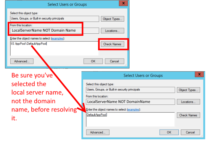 Set cmd.exe permissions to applications or sites served by IIS