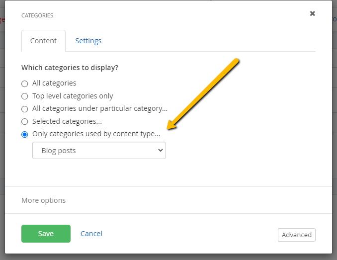Prevent the Categories widget from showing all the classified items ...
