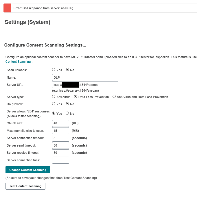 ICAP or DLP gets No ISTag response Progress Community