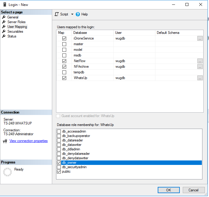 Cannot open database "WhatsUp" requested by the login when launching ...