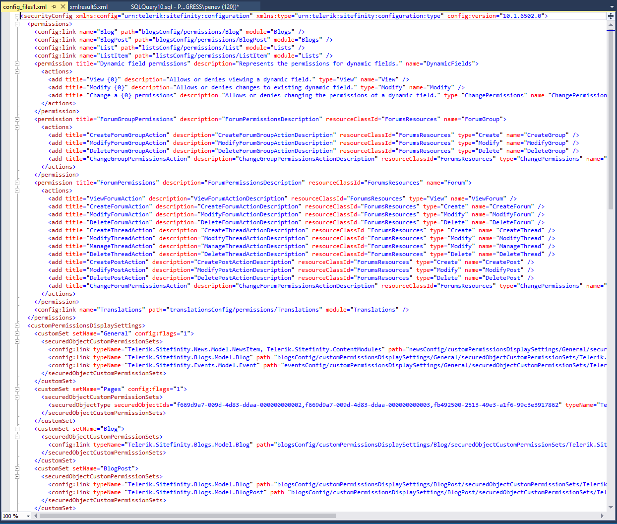 XML view in SSMS