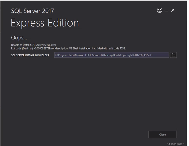 Sql 17 Express Will Fail To Install Progress Community