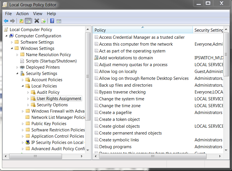 sql user rights assignment