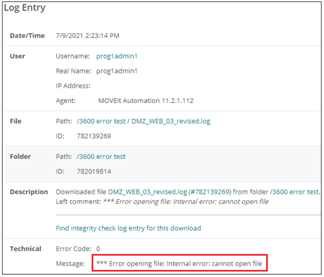 MOVEit Transfer - Download Issue (err 3600 MOVEit responded: *** Error ...