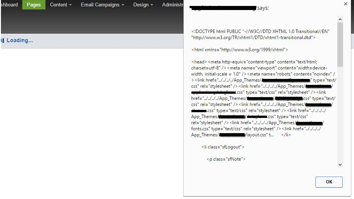 Pages Section Backend Popup