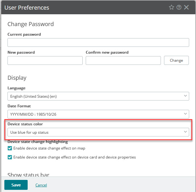 How do I adjust the device status color for Up? - Progress Community