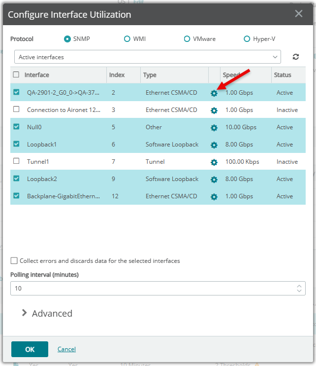 How to manually configure interface speed for a monitored interface in ...