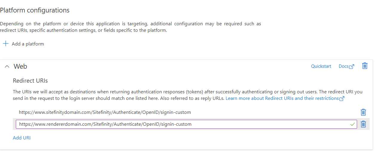 Add Redirect URIs