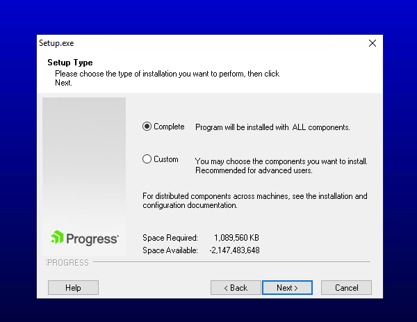 OpenEdge Installer utility shows negative available space - Progress ...