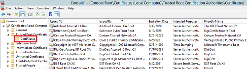 Trusted Certificates