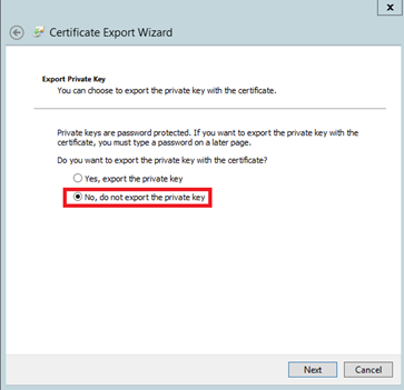 Certificate Export Wizard