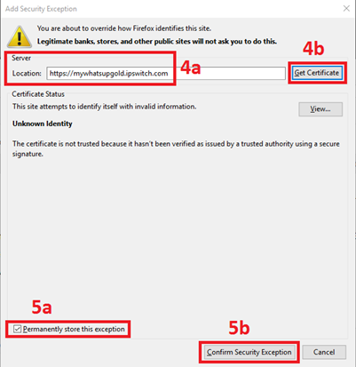 Firefox Add Security Exception