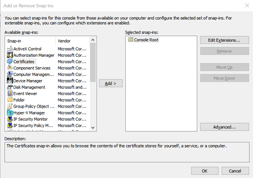 Add/Remove snap-in