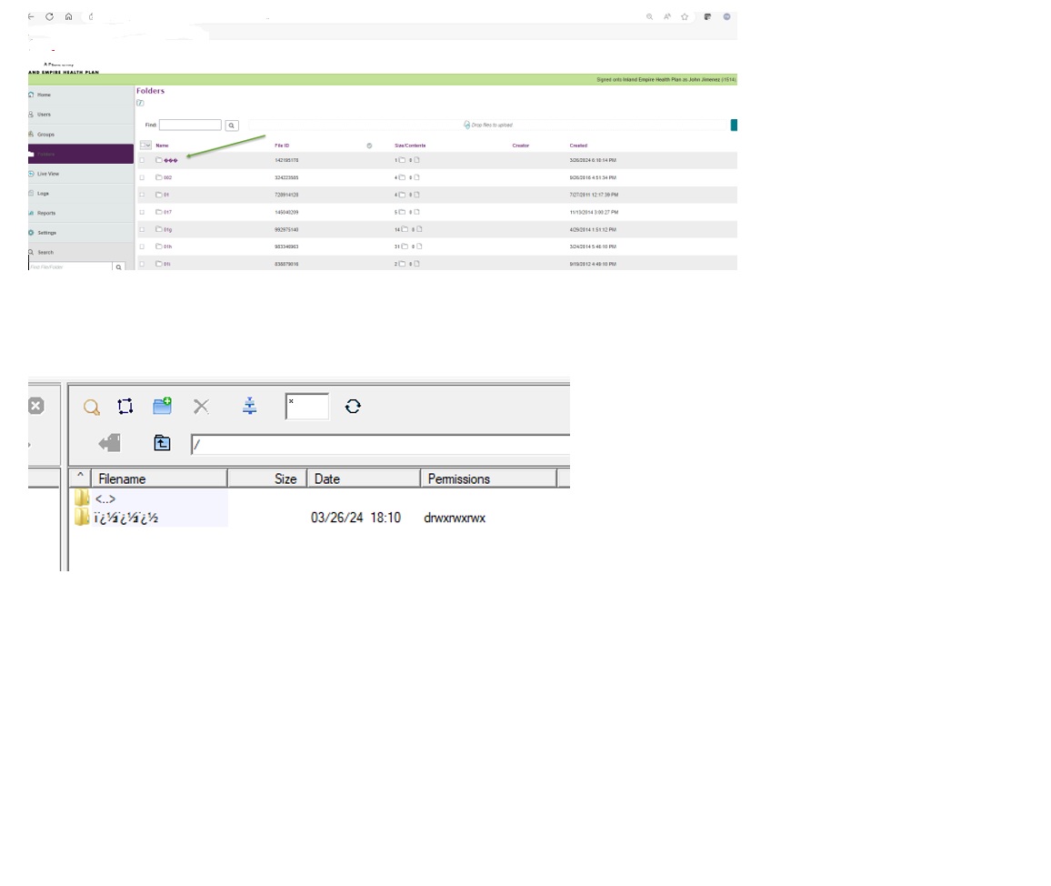 screenshot showing examples of these folder names