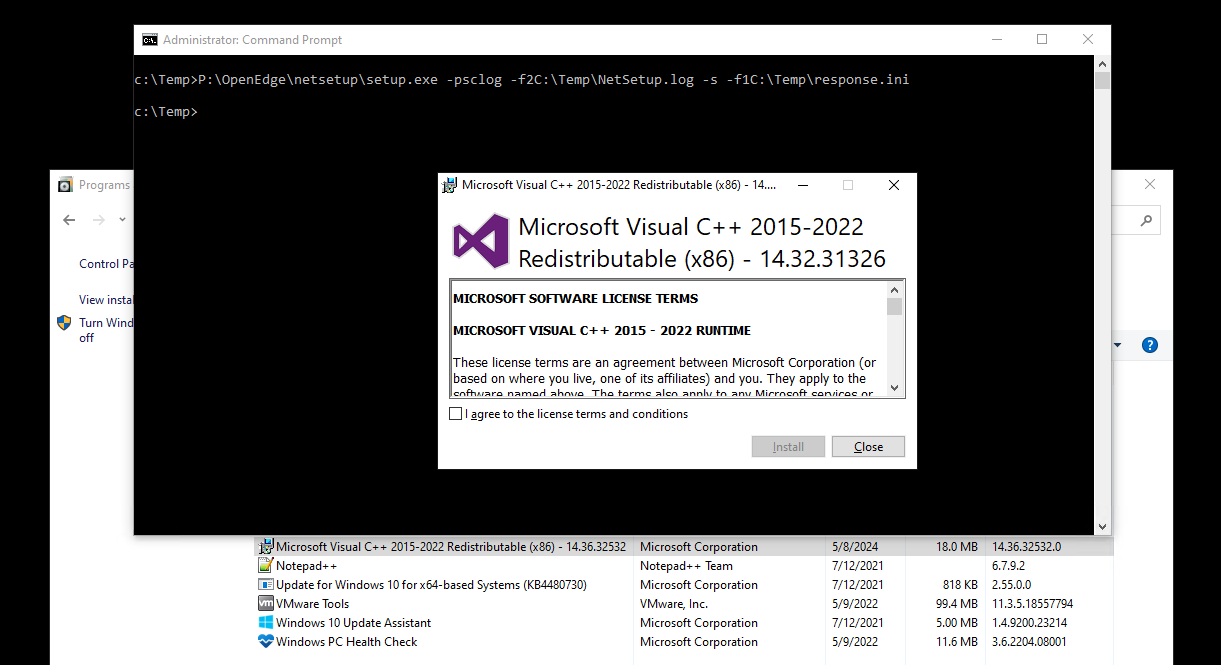 Silent NetSetup displaying interactive Microsoft Visual C++ ...
