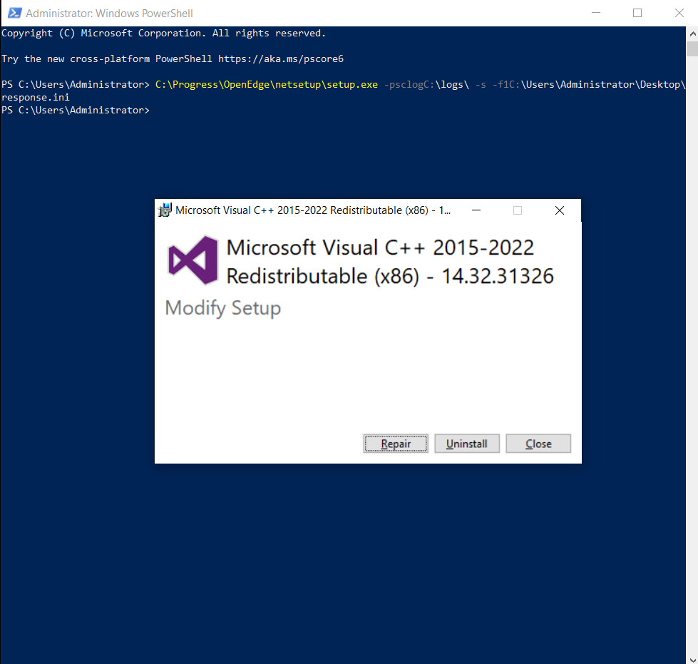 Silent NetSetup displaying interactive Microsoft Visual C++ ...