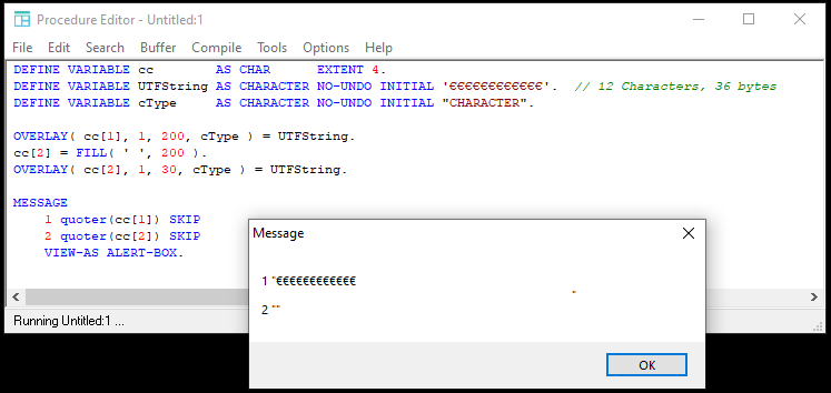 OVERLAY statement ignores multi-byte character boundary - Progress ...