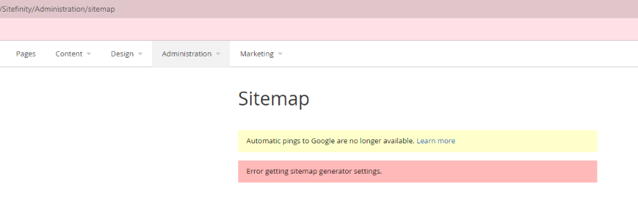 Error getting sitemap generator settings