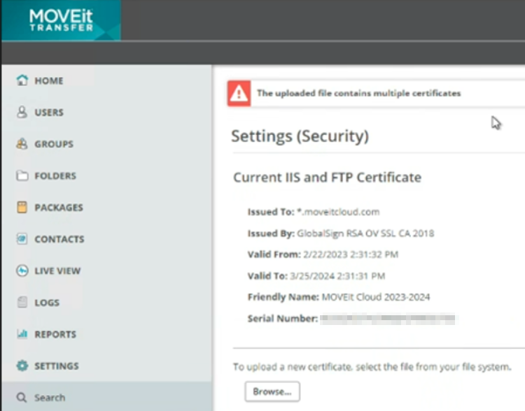 MOVEit Cloud SSL certificate uploaded file contains multiple ...