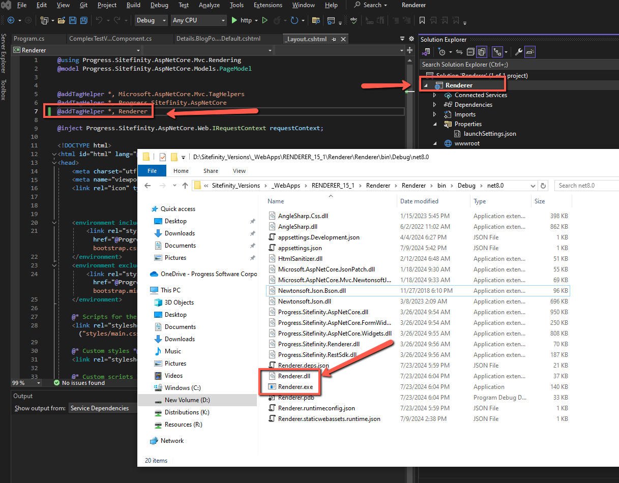 The .Net Core script-widget sample doesn't inject the script tag on a ...