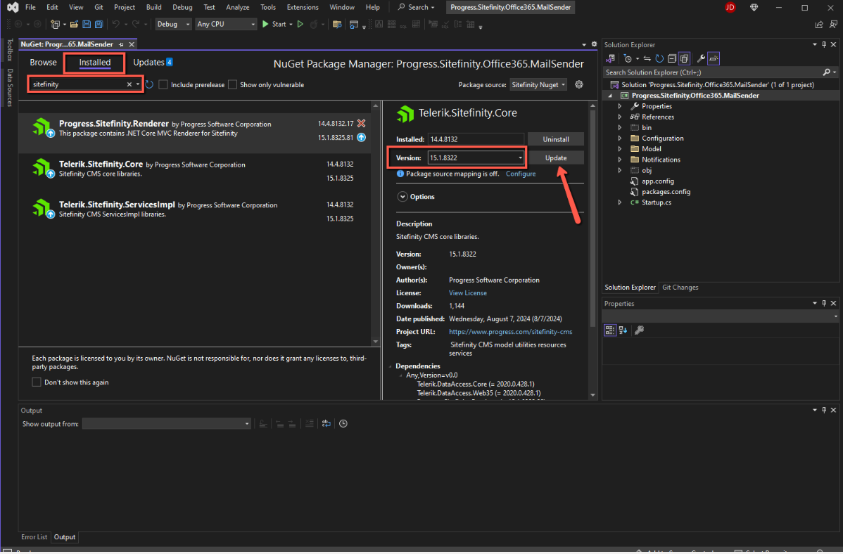Error about assembly mismatch when installing Microsoft 365 mail sender ...