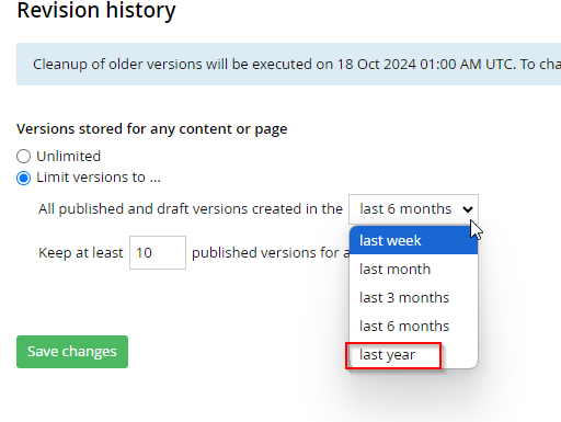 How to increase revision history retention to more than 1 year ...
