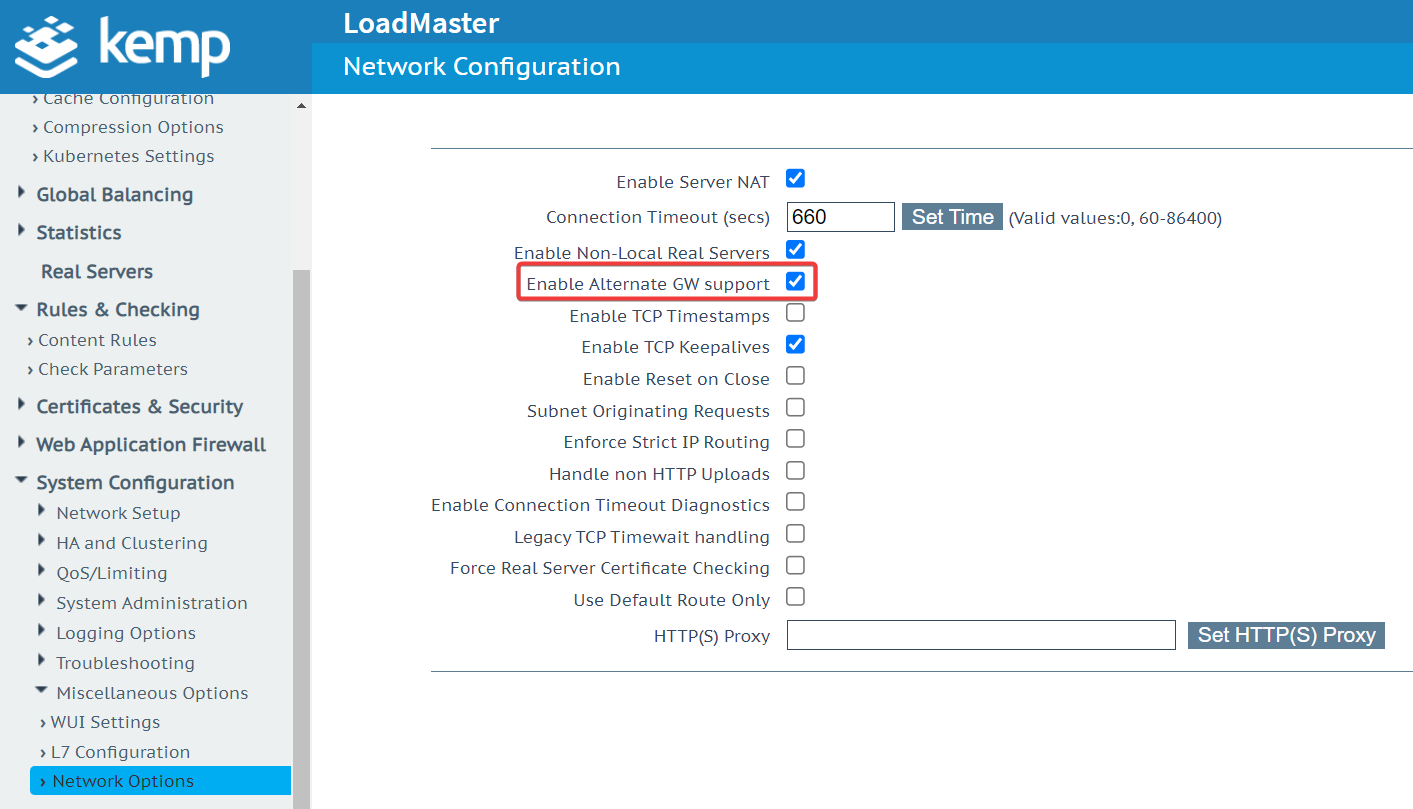 How to Modify the LoadMaster Global Default Gateway to Another Network ...