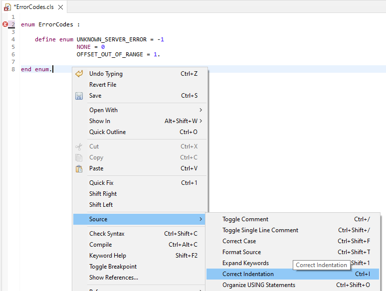 Developer Studio incorrectly indents enum definitions - Progress Community
