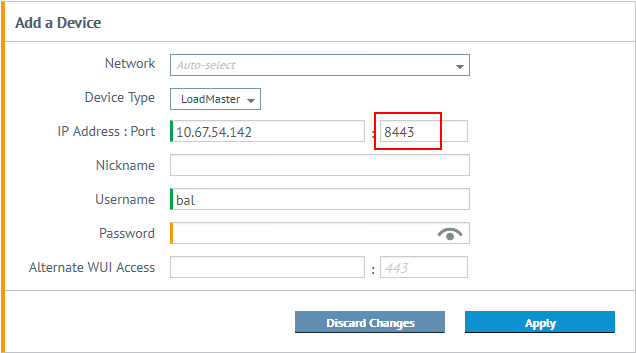 Adding LoadMaster into 360 central fails with a custom API port defined ...