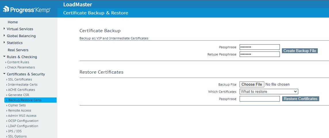 How to take a Backup & Upload Certificates to LoadMaster - Progress ...