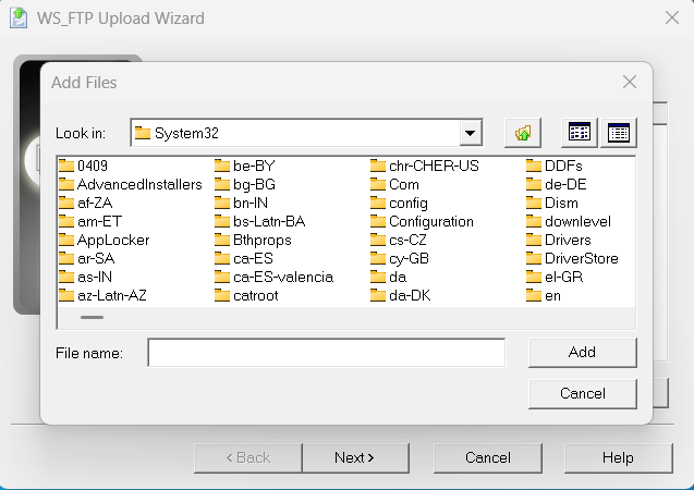 How to change default Add Files location of WSFTP Upload Wizard ...