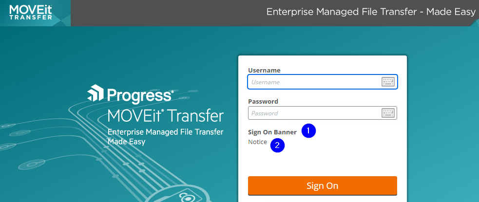 Options to display banners or welcome messages to users in MOVEit ...