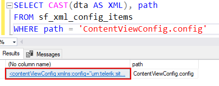 Clickable result for configuration