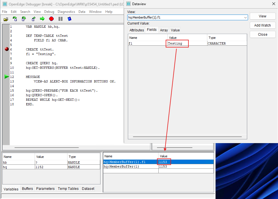 Debugger shows incorrect buffer value for MemberBuffer field - Progress ...