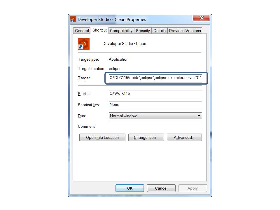PDSOE -clean properties screen