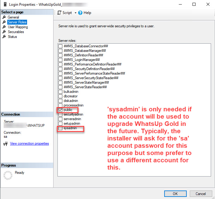 How do I update the SQL Account LoginID and/or password that WhatsUp ...