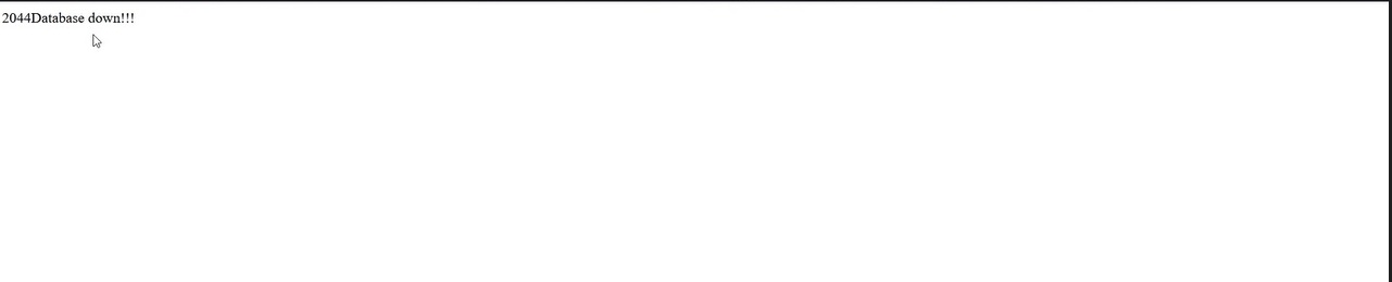 shows the 2044 database down error
