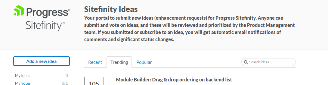How to submit a Sitefinity feature request - Progress Community