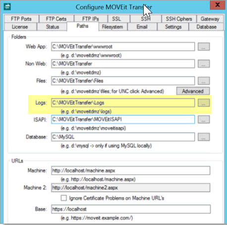 Paths tab of the Config Utility.
