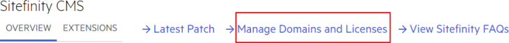 Manage domains and licenses button