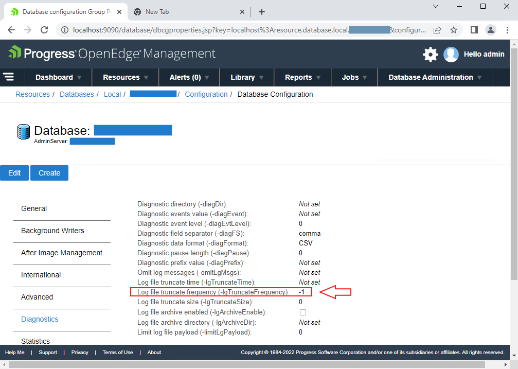 the setting to modify in the webinterface