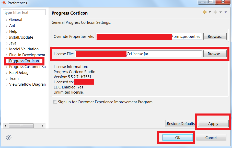Upgrading the Corticon Studio License